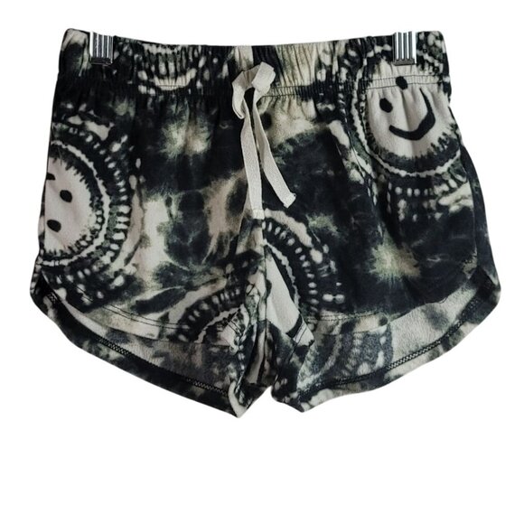 Justice Pajama Set Black White Small Long Sleeve Top PullOn Shorts TieDye Smiley - Picture 8 of 10